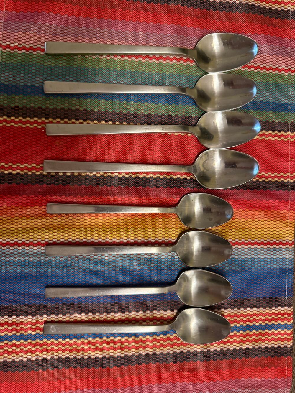 Set of 8 Stainless Steel Spoons 4 Large 4 Small Square Handles China J